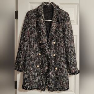 Tweed woven Zara mid-length blazer jacket